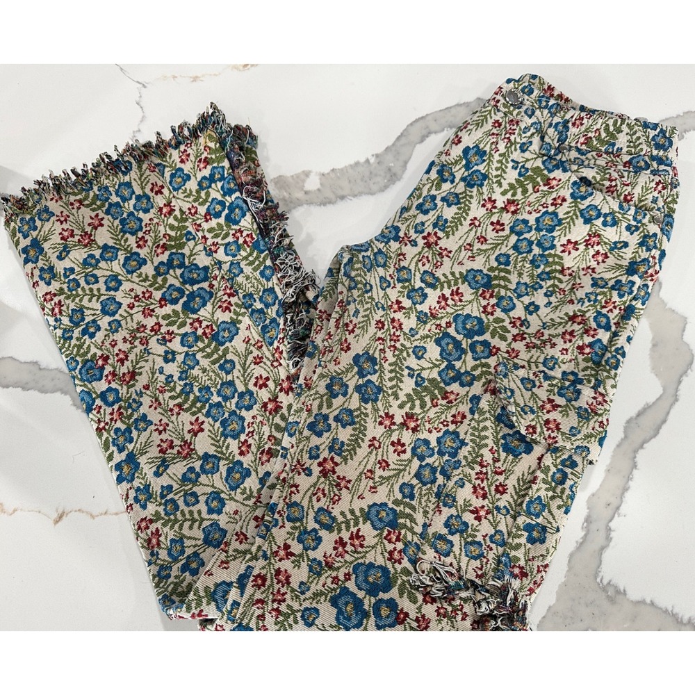 Rockstar Original Kids‎ Floral Flare brocade fringe Pants Size 16